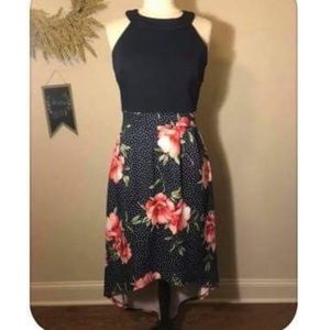 Enfocus Studio high low dress floral navy pink 8